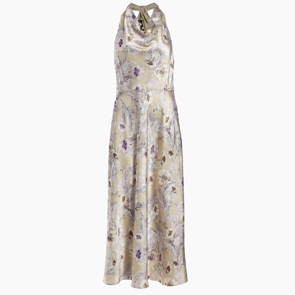 NWT Vince Wild Flower Cowl Neck Halter Maxi Dress Size 12